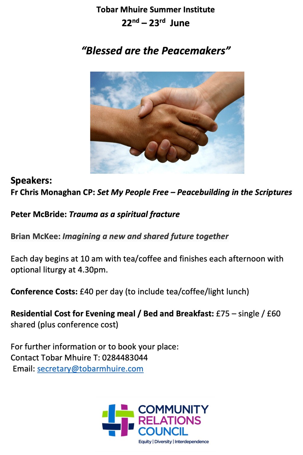 “Blessed are the Peacemakers” – Tobar Mhuire Summer Institute, 22nd – 23rd June 2023