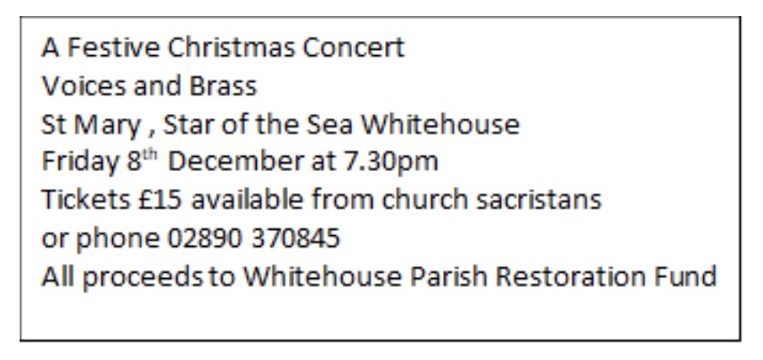 A Festive Christmas Concert – Voices and Brass at St Mary, Star of the Sea,&nbsp;Whitehouse