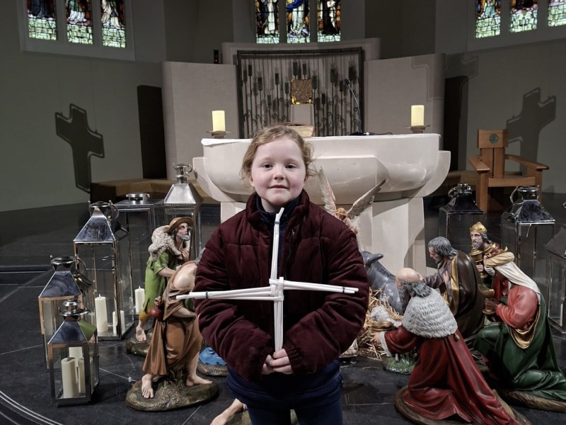 Emily (P3) makes a St Brigid’s&nbsp;Cross